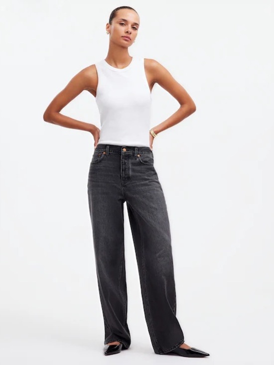 Madewell Denim - Madewell Low Slung Baggy Denim Jeans Washed Black Kingswood Wash Rigid Size 27 4